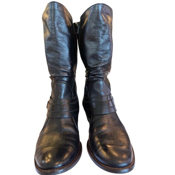 $450 Luxury Paul Green‎ Austrian BLK Leather Buckle Slouchy Boots EU36 US5-5.5 - Picture 2 of 9